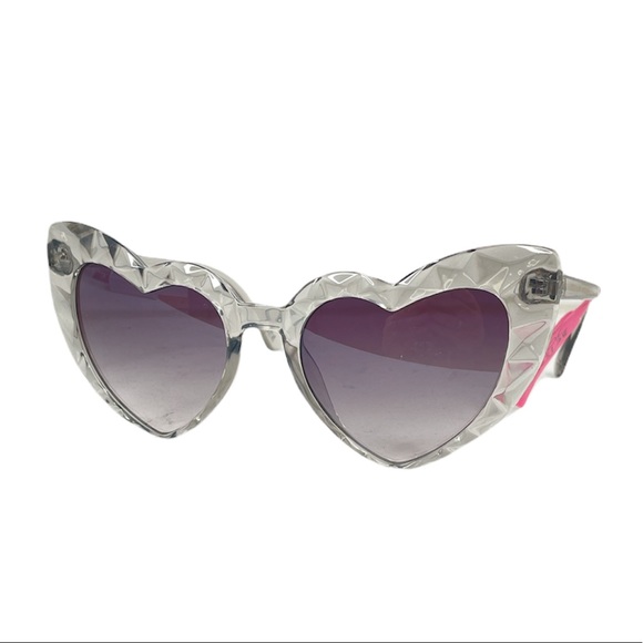 Betsey Johnson Crystal Clear Heart Sunglasses, Clear - Picture 3 of 5